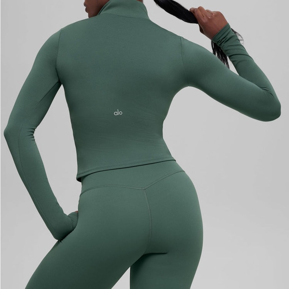 ALO Softsculpt Precision 1/4 Zip Long Sleeve size S - clover green